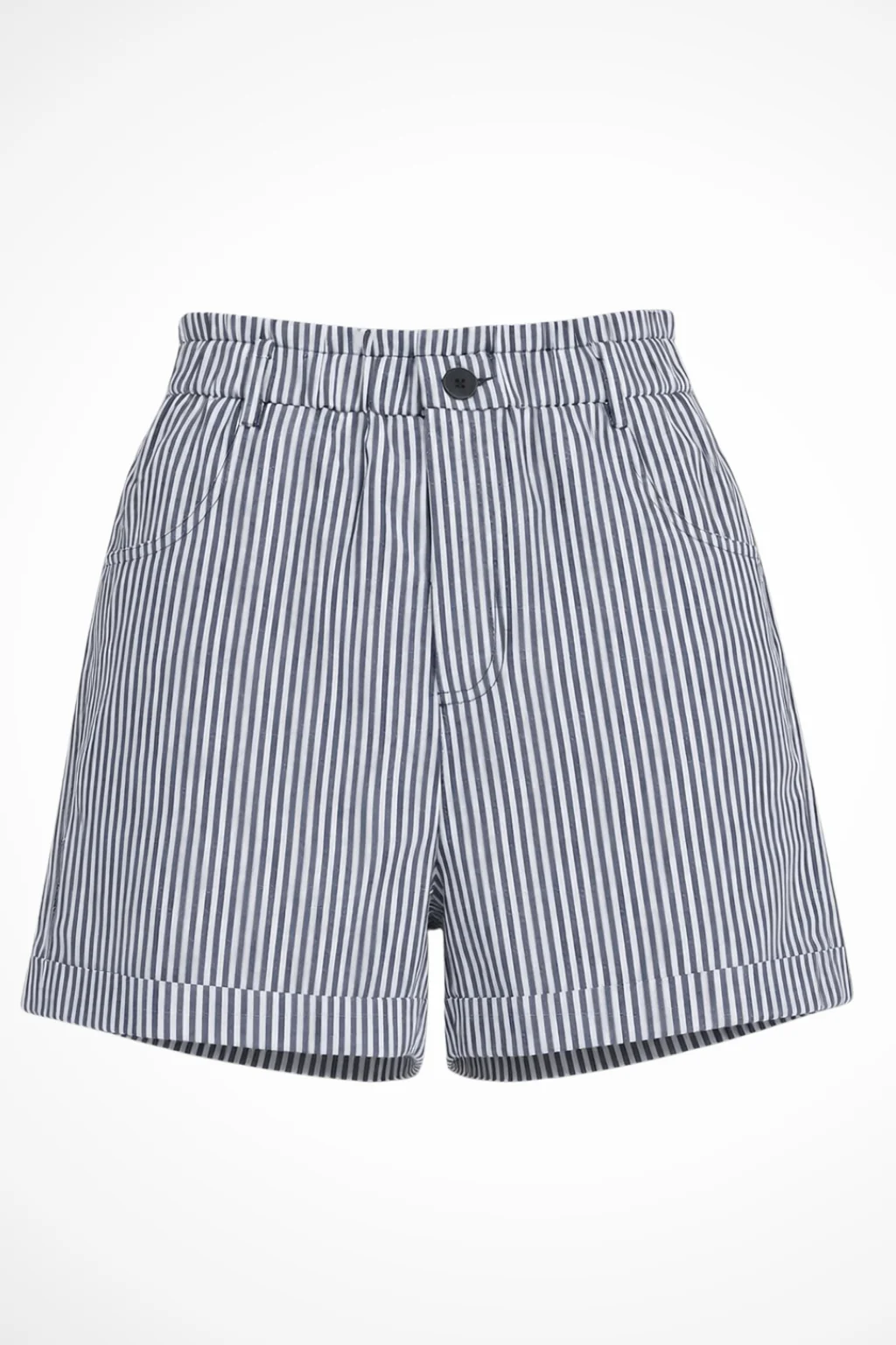 Ada | Women Striped High Waist Tailored Shorts with Button Detail - Image 10