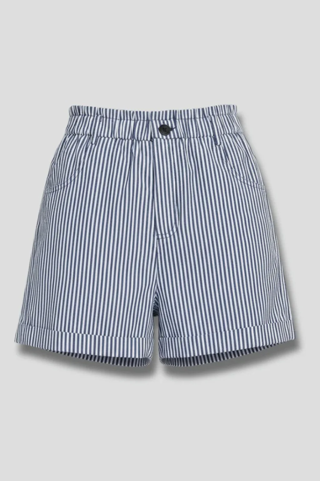 Ada | Women Striped High Waist Tailored Shorts with Button Detail - Image 11