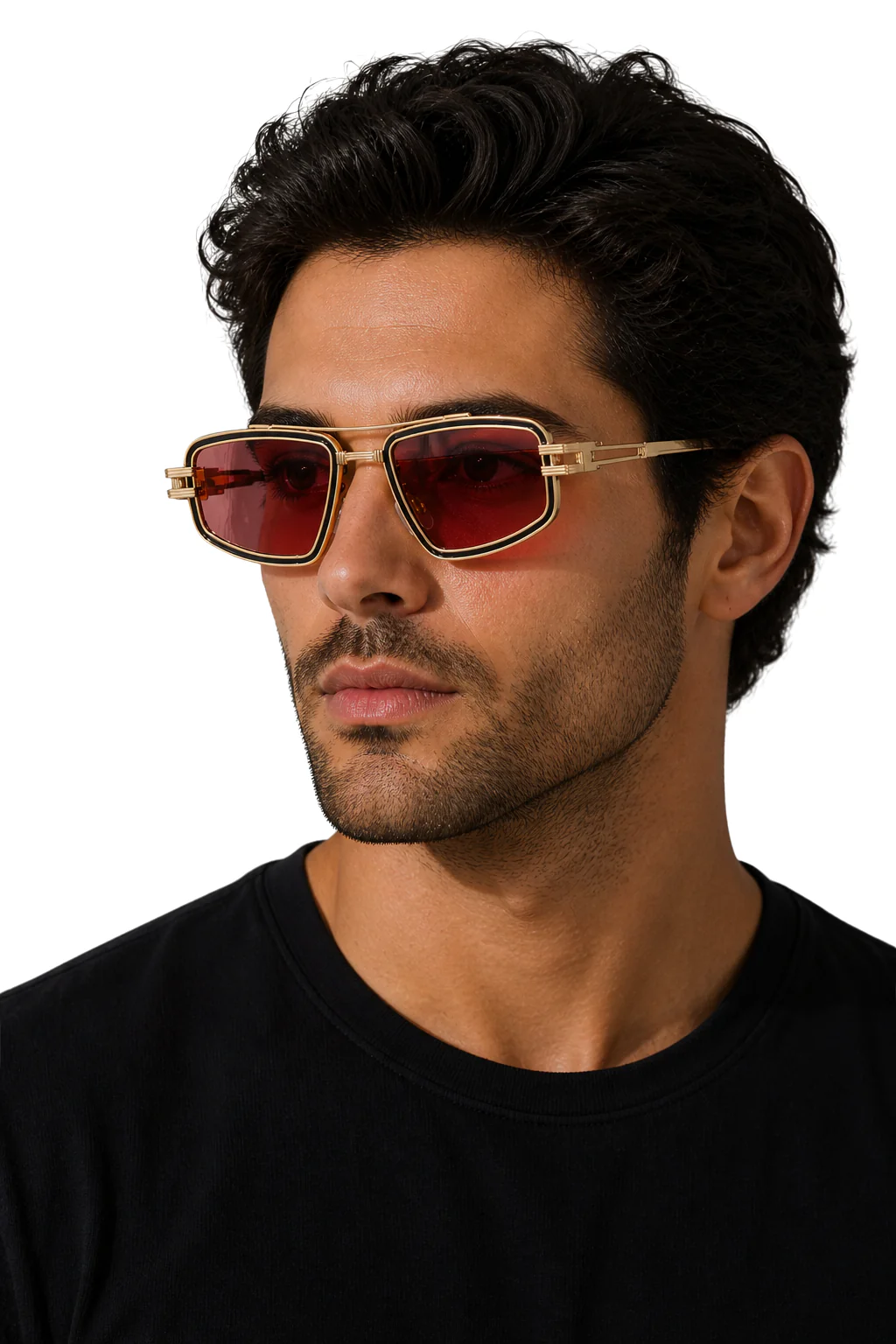 Aldous | Men Retro Square Sunglasses with Double Bridge and Blue Lens - Image 3