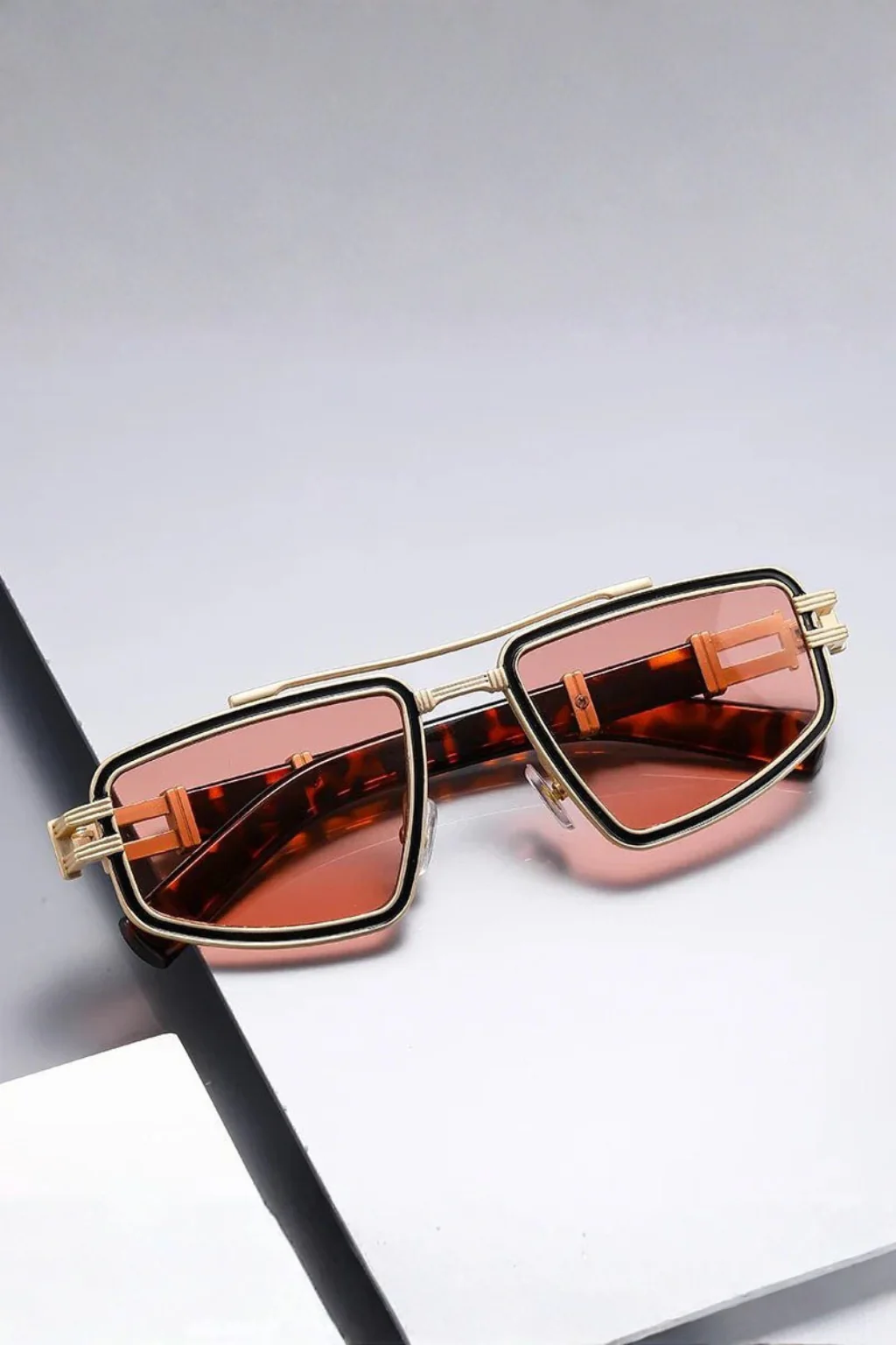 Aldous | Men Retro Square Sunglasses with Double Bridge and Blue Lens - Image 4