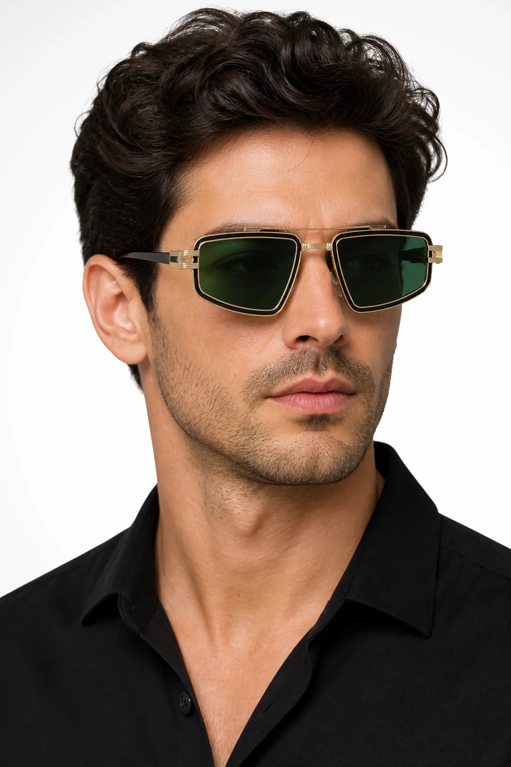 Aldous | Men Retro Square Sunglasses with Double Bridge and Blue Lens - Image 7