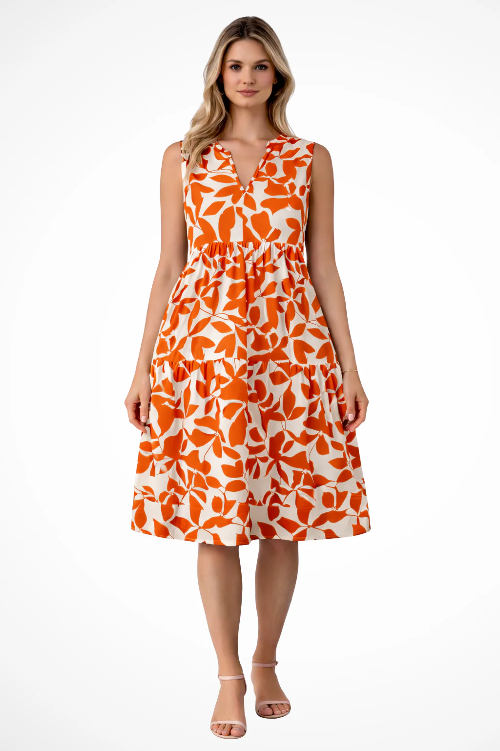 Amelia | Women Sleeveless V Neck Beach Boho Midi Dress - Image 3