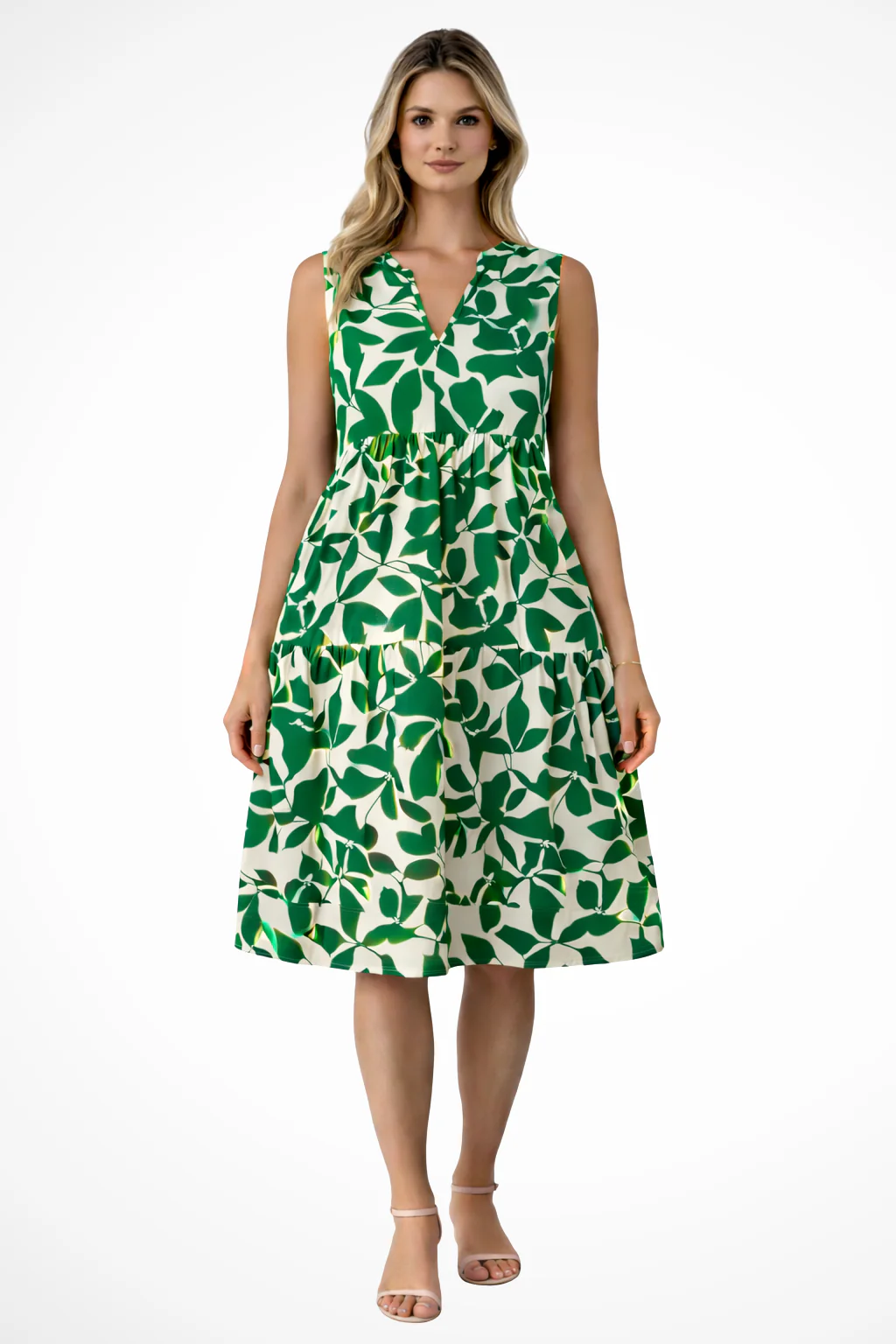 Amelia | Women Sleeveless V Neck Beach Boho Midi Dress - Image 5