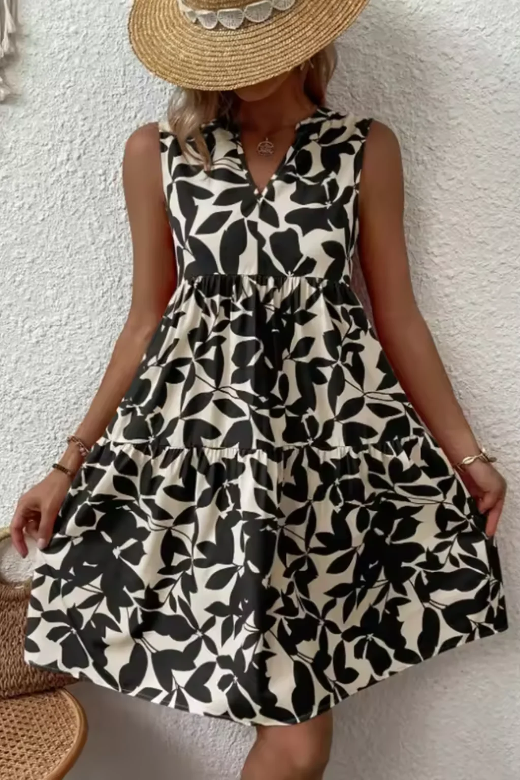 Amelia | Women Sleeveless V Neck Beach Boho Midi Dress - Image 8