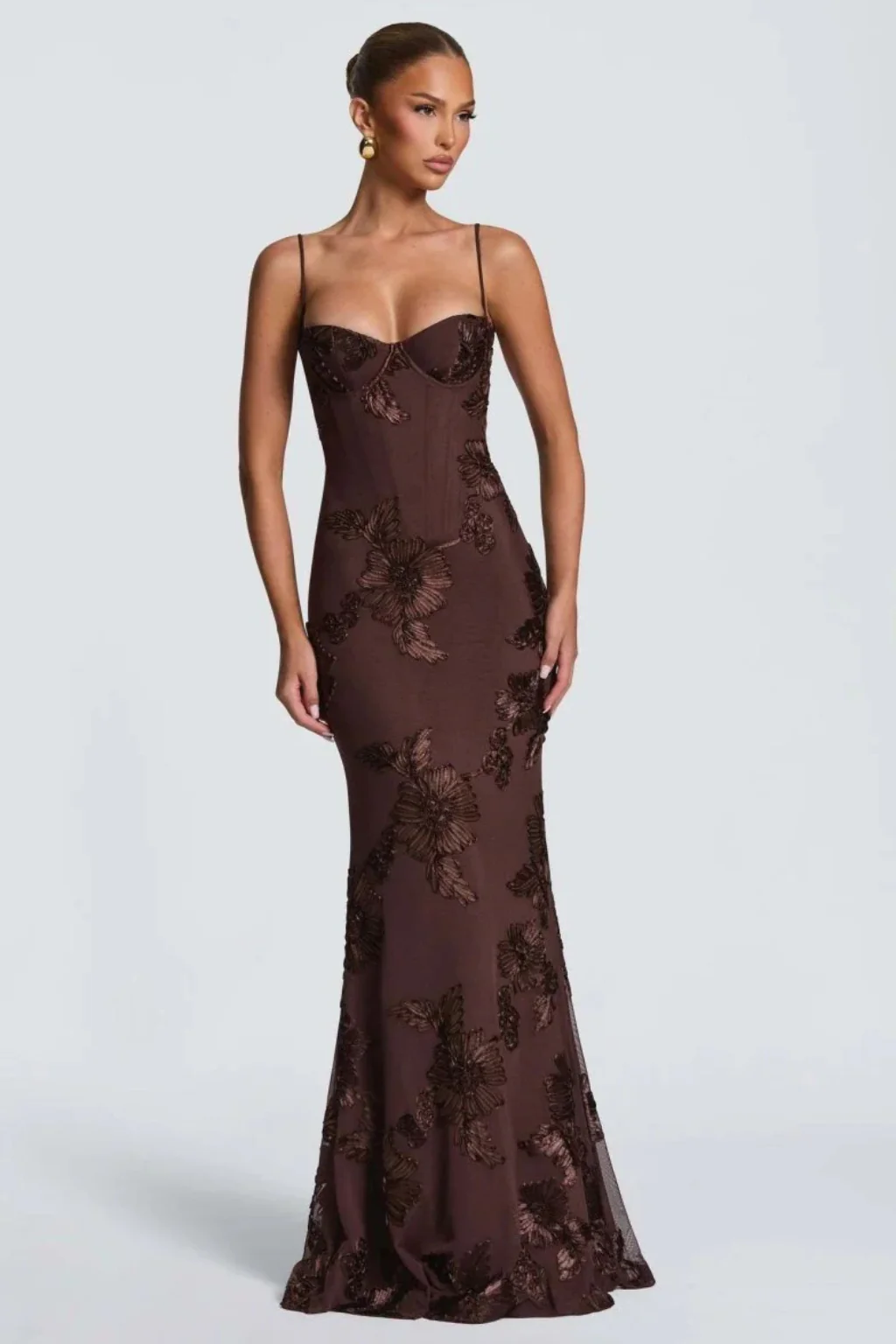 Anastasia | Women Floral Embroidered Corset Cami Strap Wedding Guest Maxi Dress - Image 10
