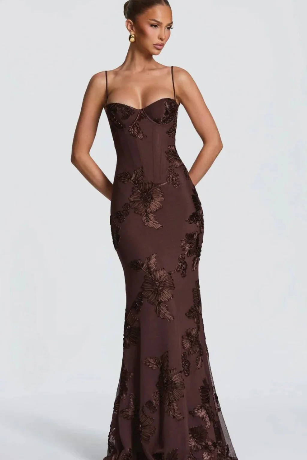 Anastasia | Women Floral Embroidered Corset Cami Strap Wedding Guest Maxi Dress - Image 11