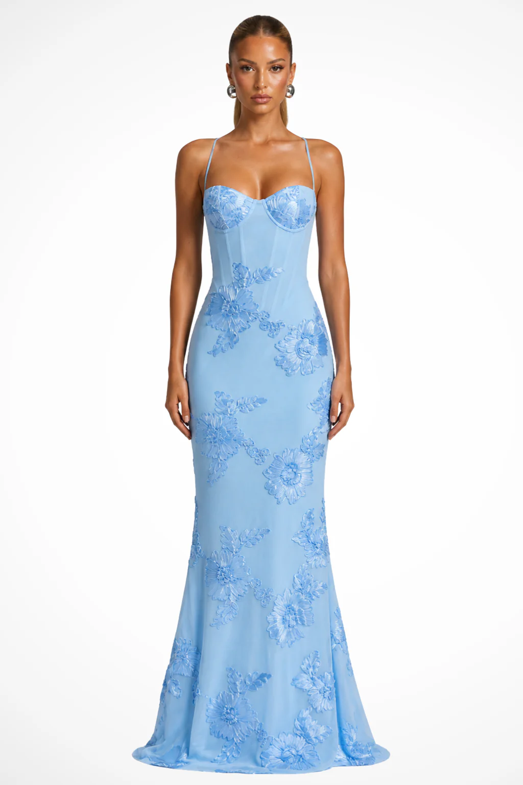 Anastasia | Women Floral Embroidered Corset Cami Strap Wedding Guest Maxi Dress - Image 12