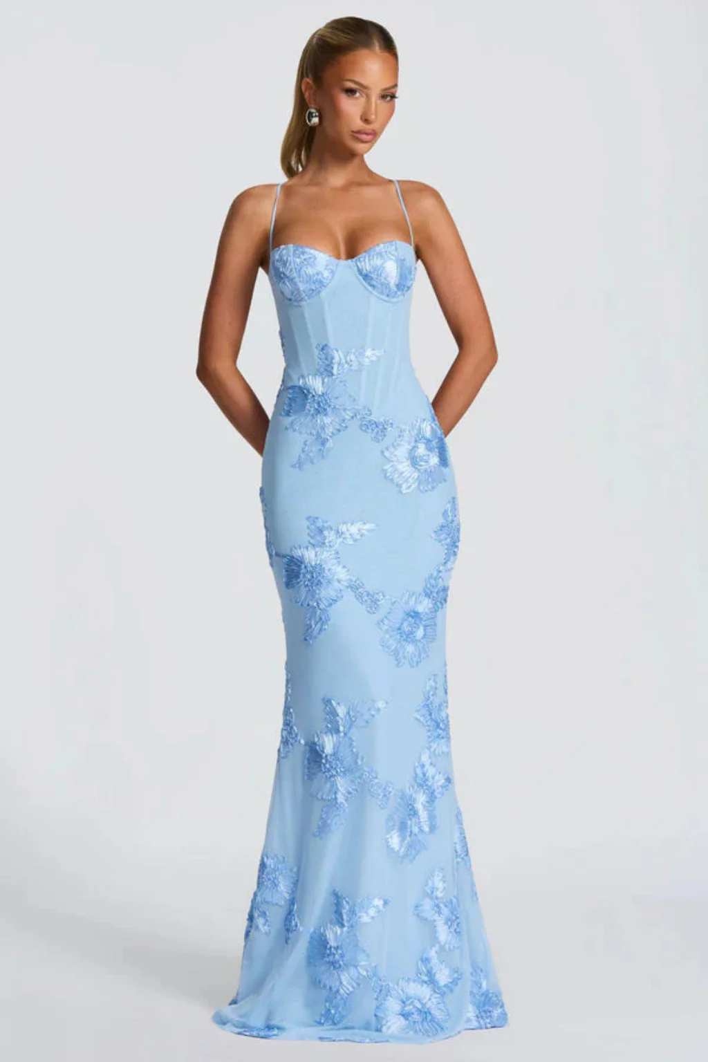 Anastasia | Women Floral Embroidered Corset Cami Strap Wedding Guest Maxi Dress - Image 13
