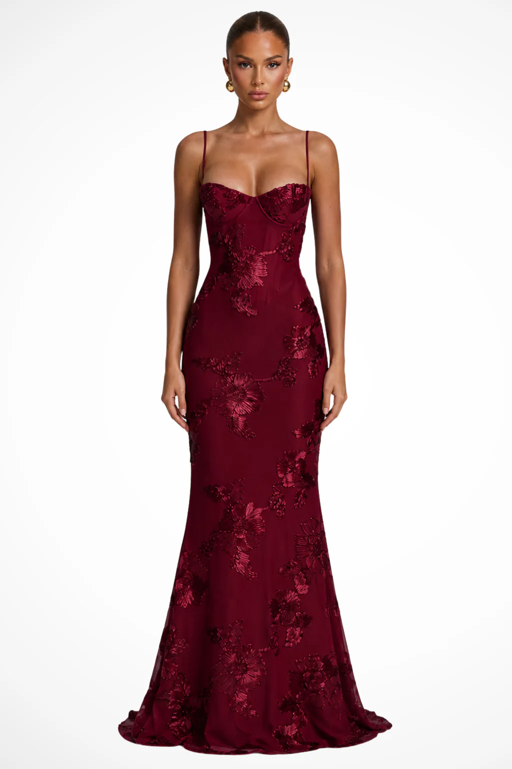 Anastasia | Women Floral Embroidered Corset Cami Strap Wedding Guest Maxi Dress - Image 16
