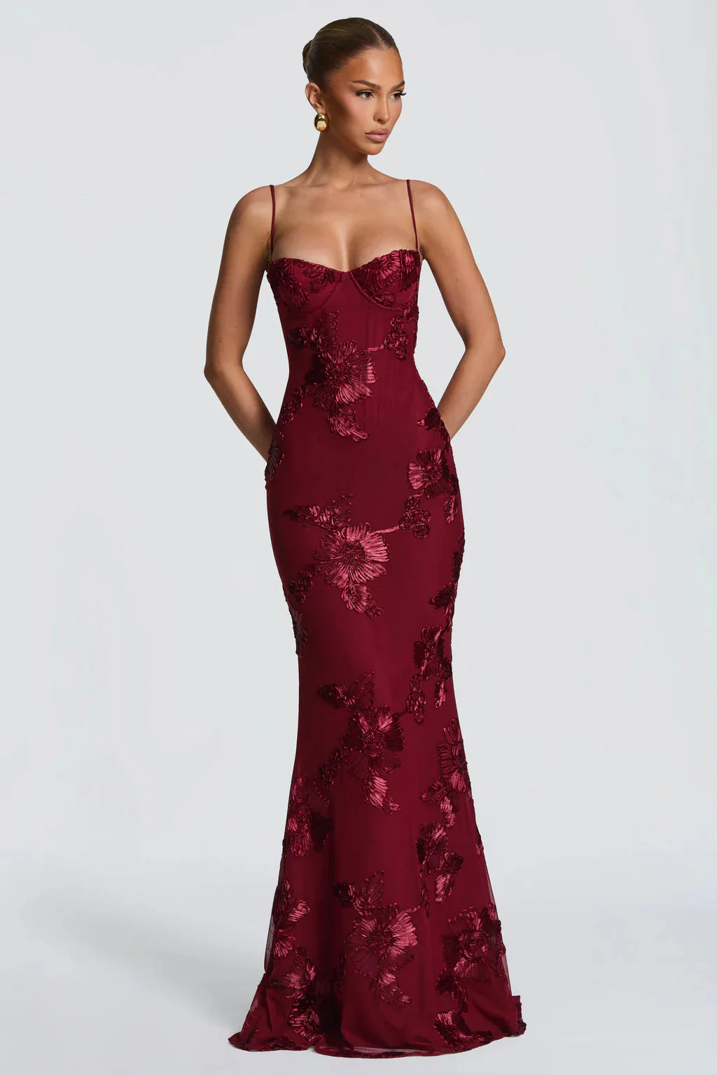 Anastasia | Women Floral Embroidered Corset Cami Strap Wedding Guest Maxi Dress - Image 17