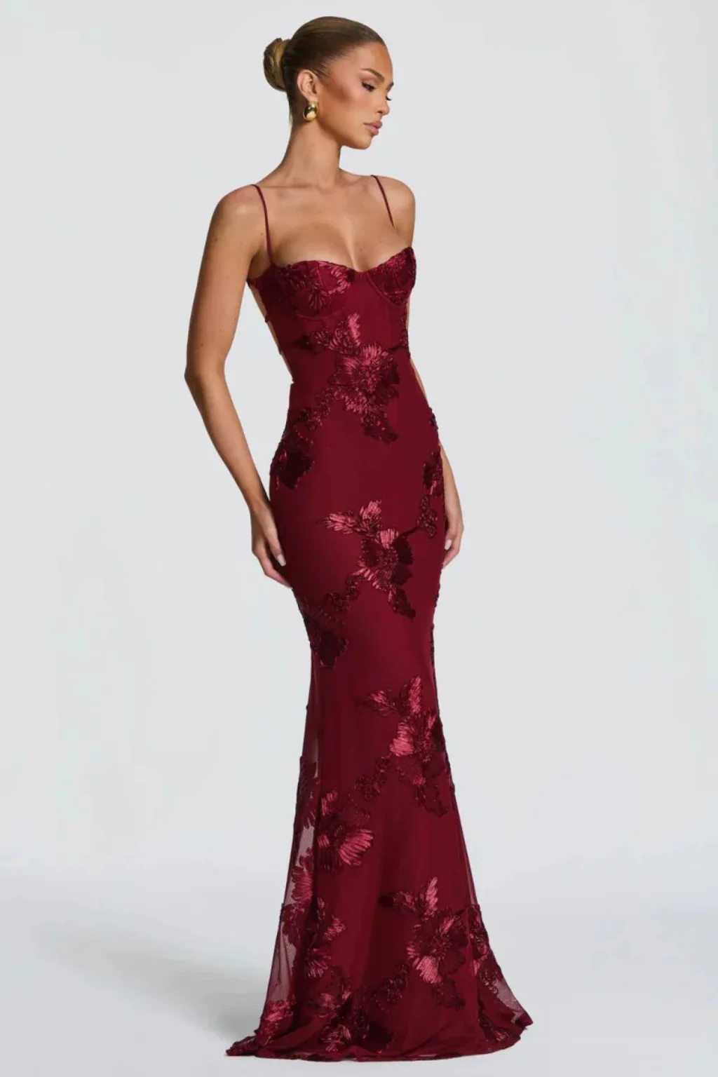 Anastasia | Women Floral Embroidered Corset Cami Strap Wedding Guest Maxi Dress - Image 18