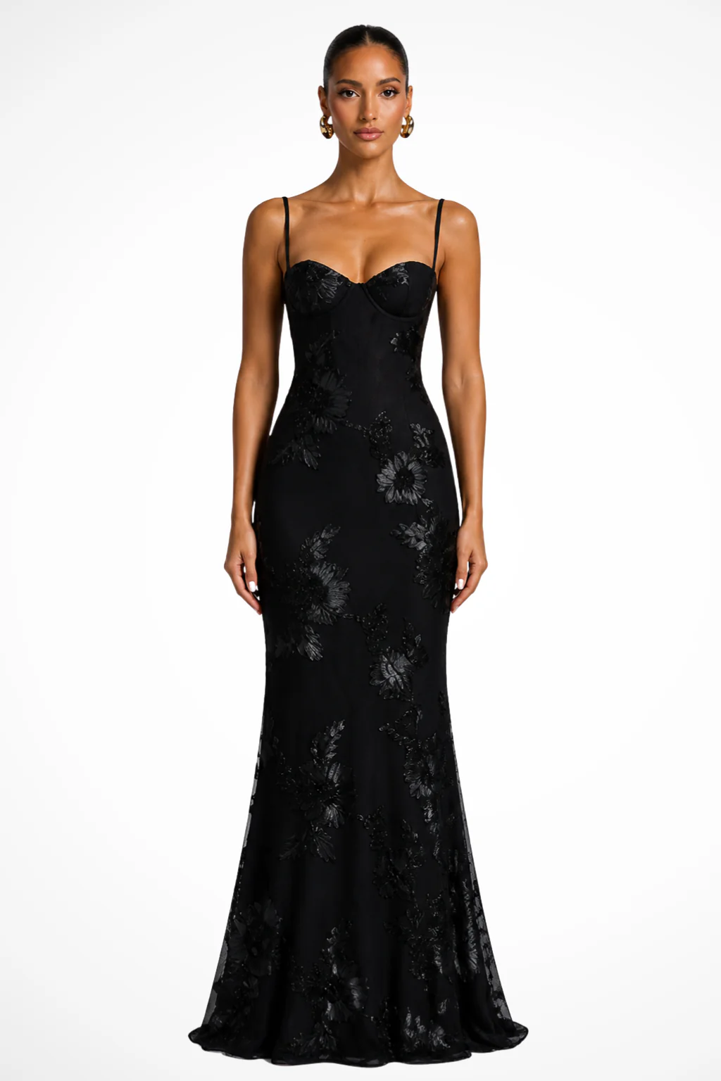 Anastasia | Women Floral Embroidered Corset Cami Strap Wedding Guest Maxi Dress - Image 5
