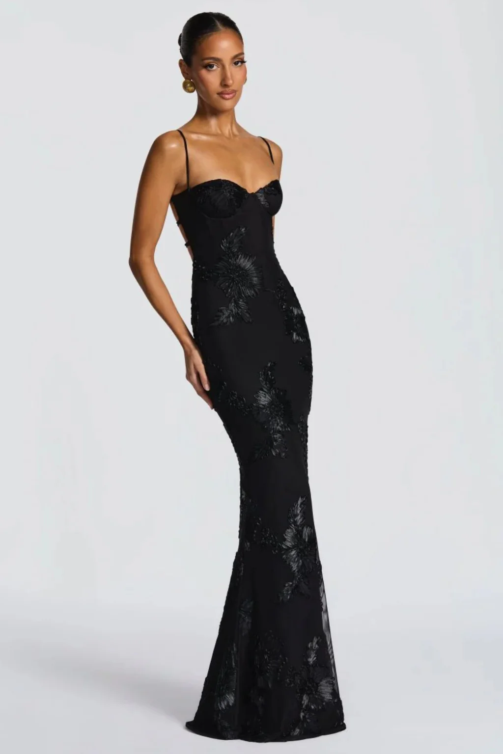 Anastasia | Women Floral Embroidered Corset Cami Strap Wedding Guest Maxi Dress - Image 7