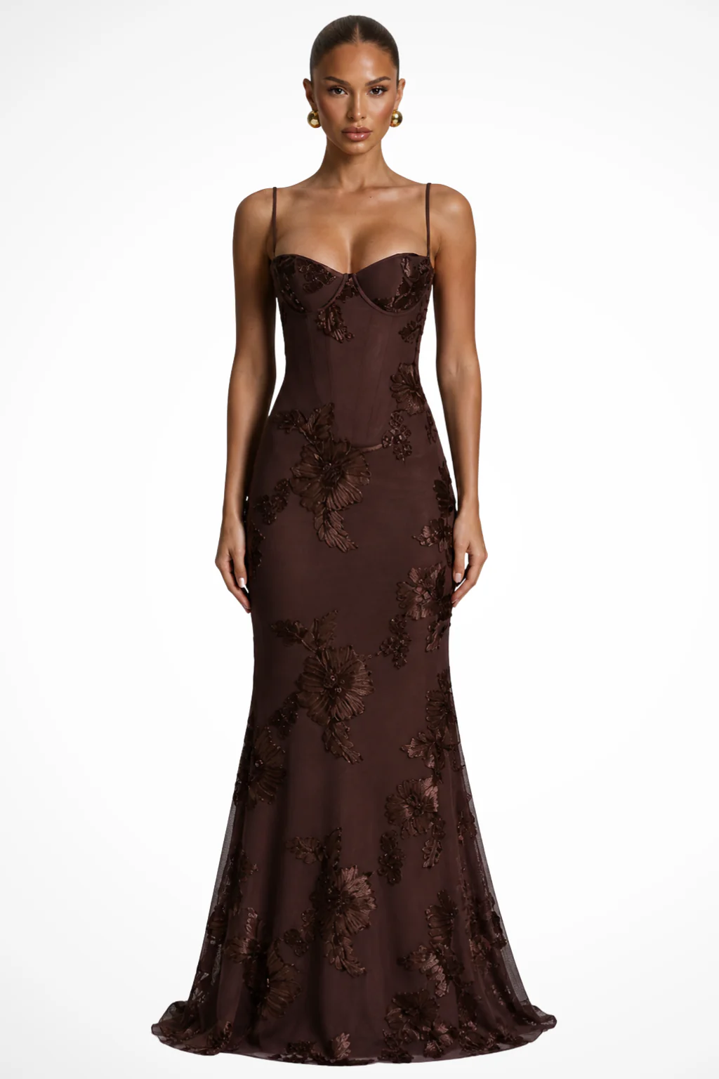 Anastasia | Women Floral Embroidered Corset Cami Strap Wedding Guest Maxi Dress - Image 9