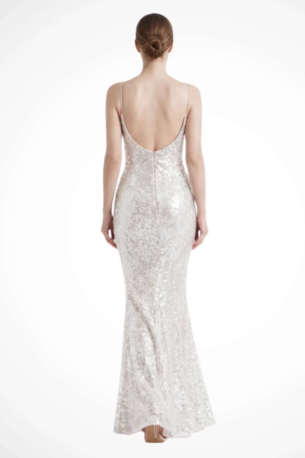 Angela| Women Sequin V Neck Strappy Fitted Wedding Guest Maxi Dress - Image 3