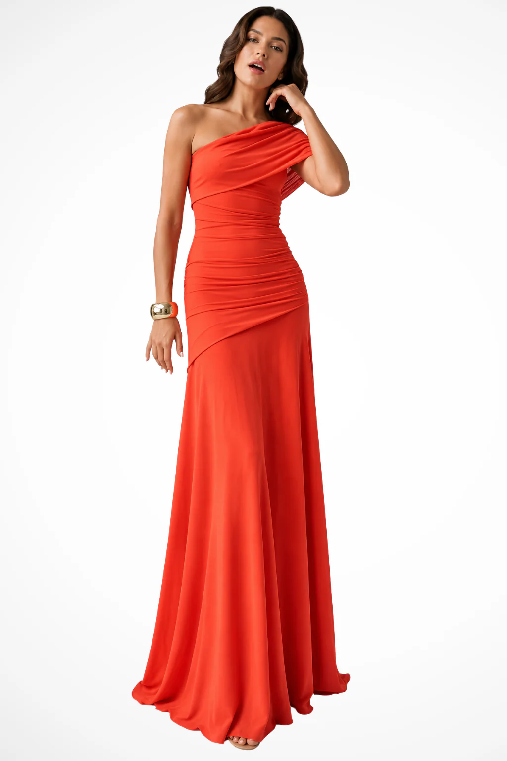 Anouk | Women One Shoulder Ruched Wedding Guest Maxi Dress - Image 3
