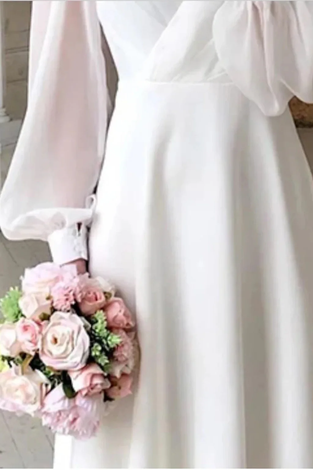 Arabella | Women V Neck Puff Sleeve Wedding Guest Midi Dress - Image 4