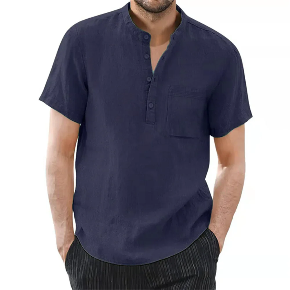 Archer | Men Linen Collar Short Sleeve Summer Shirt - Image 10