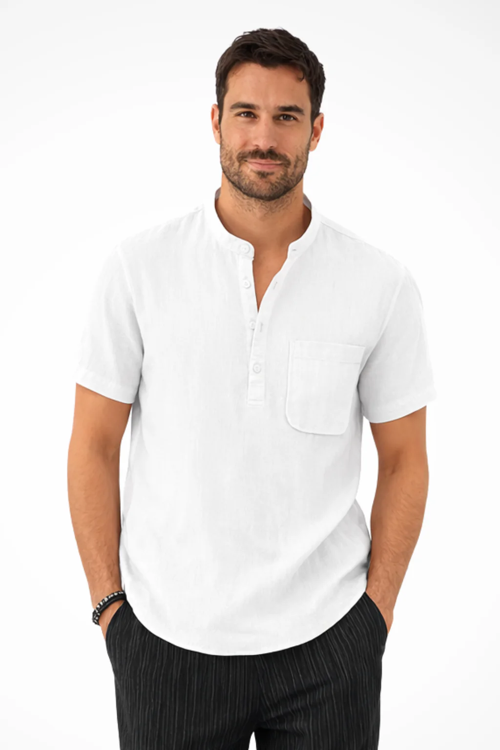 Archer | Men Linen Collar Short Sleeve Summer Shirt - Image 11