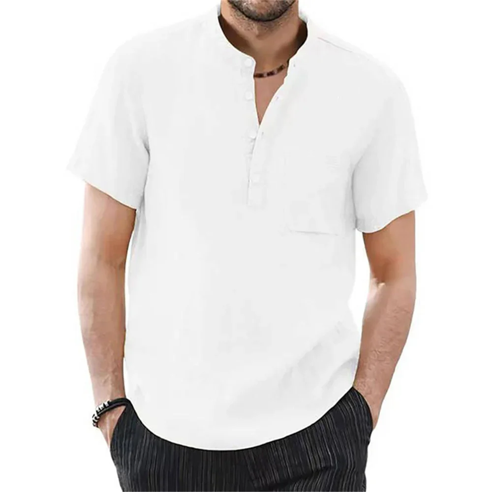 Archer | Men Linen Collar Short Sleeve Summer Shirt - Image 12