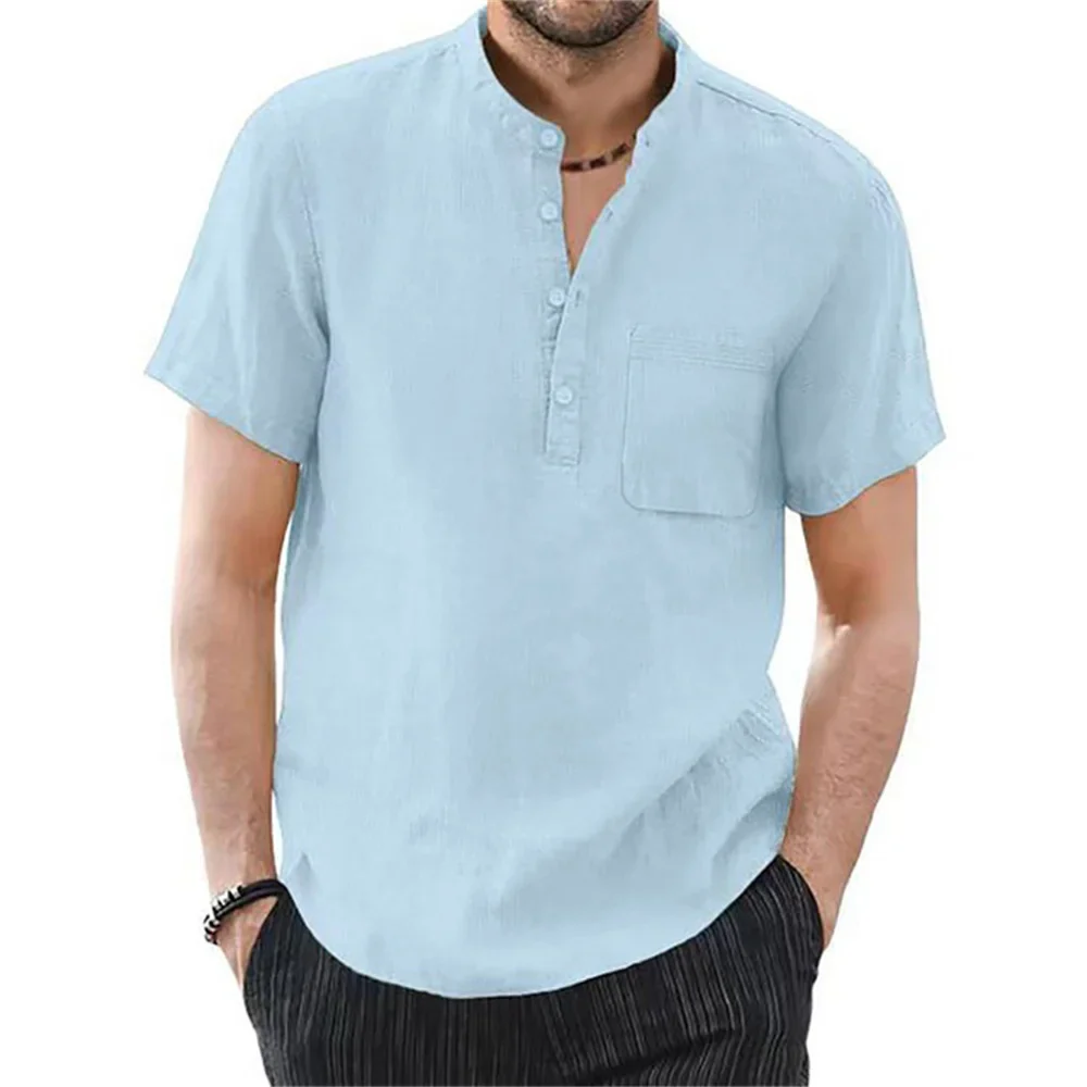Archer | Men Linen Collar Short Sleeve Summer Shirt - Image 14