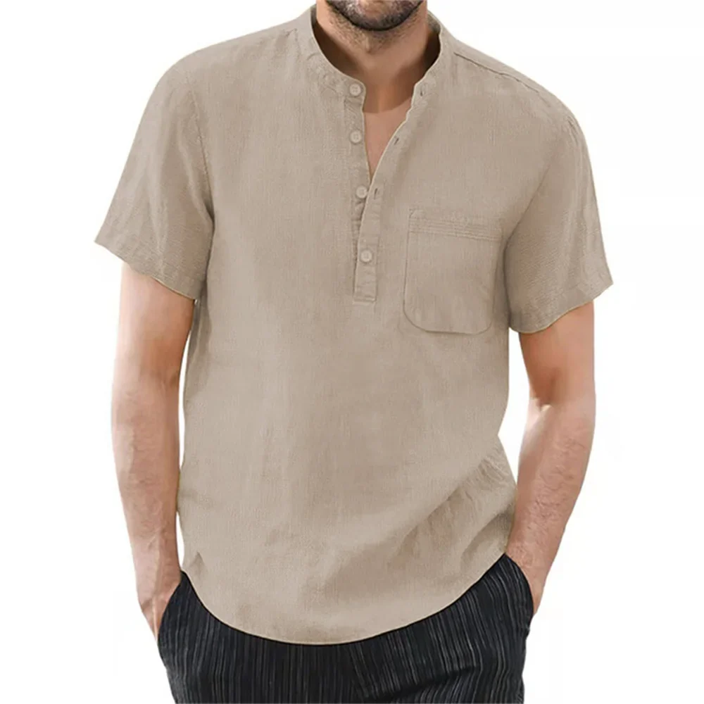 Archer | Men Linen Collar Short Sleeve Summer Shirt - Image 2