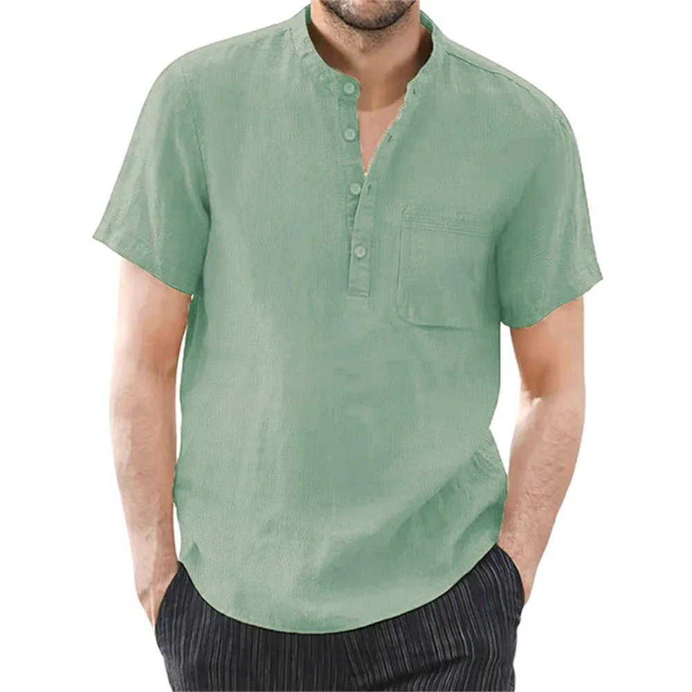 Archer | Men Linen Collar Short Sleeve Summer Shirt - Image 4