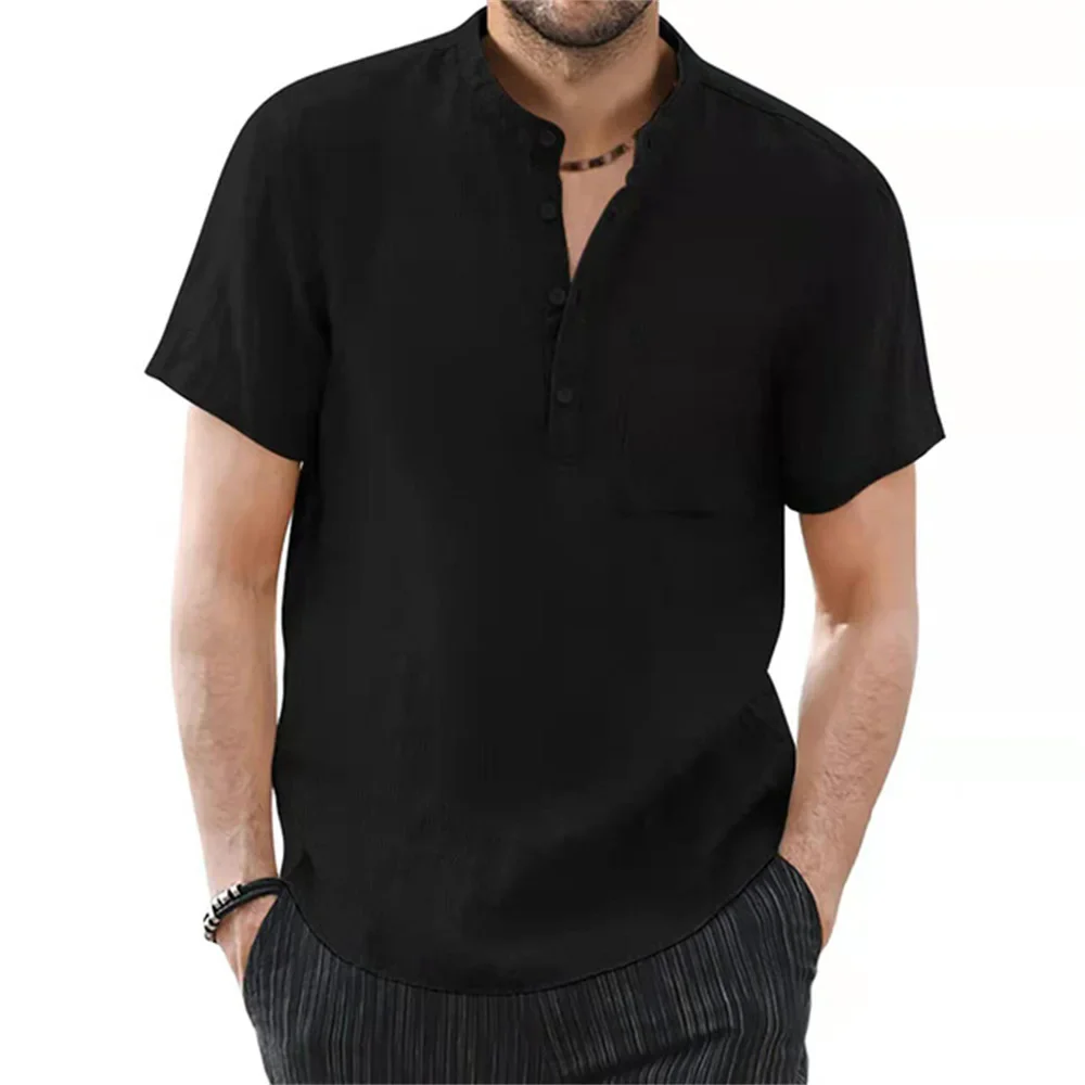 Archer | Men Linen Collar Short Sleeve Summer Shirt - Image 6
