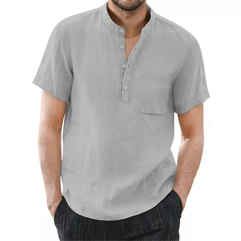 Archer | Men Linen Collar Short Sleeve Summer Shirt - Image 8