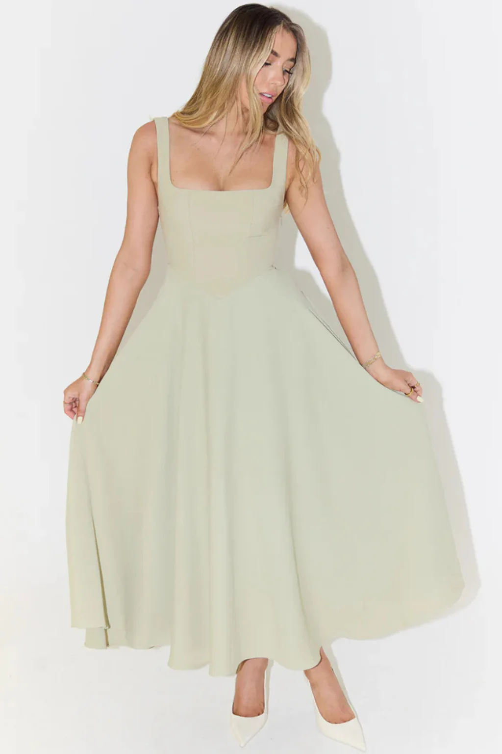 Aurelia | Women Square Neck Flowy Sleeveless Wedding Guest Maxi Dress - Image 2