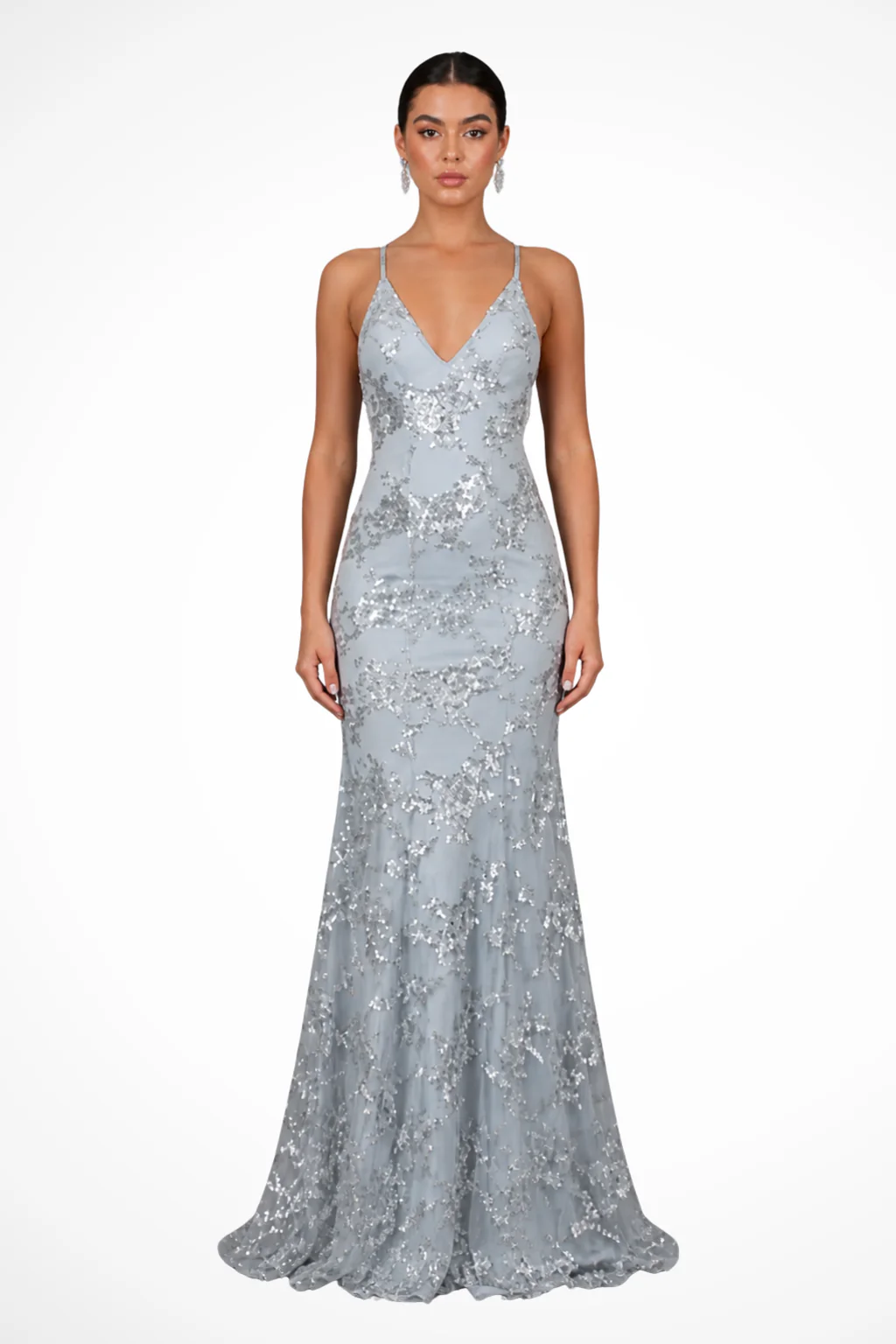 Aurelia | Women V Neck Sequin Maxi Gala Wedding Guest Dress - Image 4