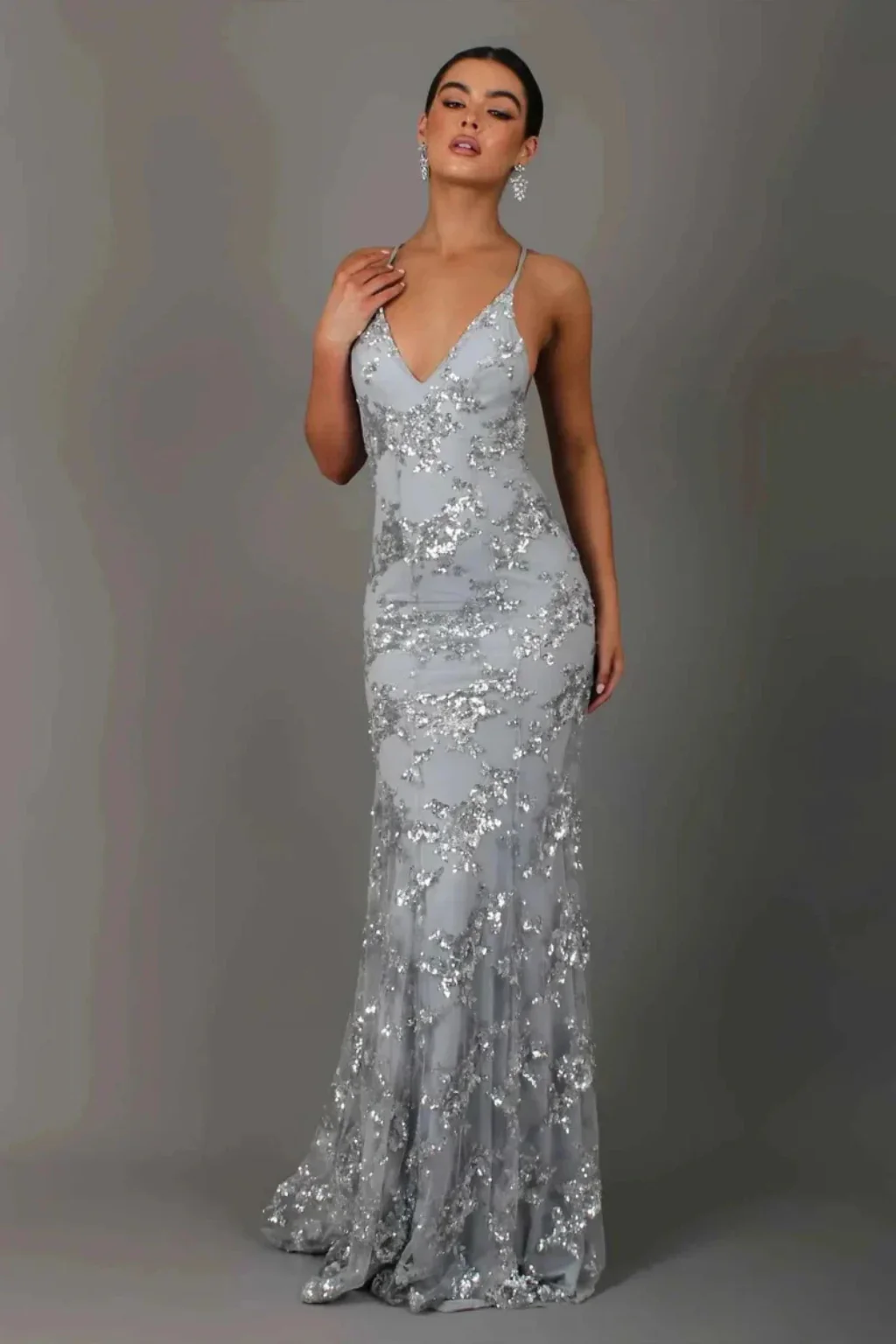 Aurelia | Women V Neck Sequin Maxi Gala Wedding Guest Dress - Image 5