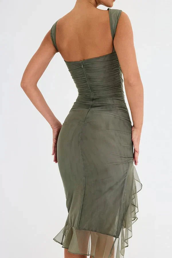 Aurevia | Women Ruched Sleeveless Midi Wedding Guest Dress - Image 27