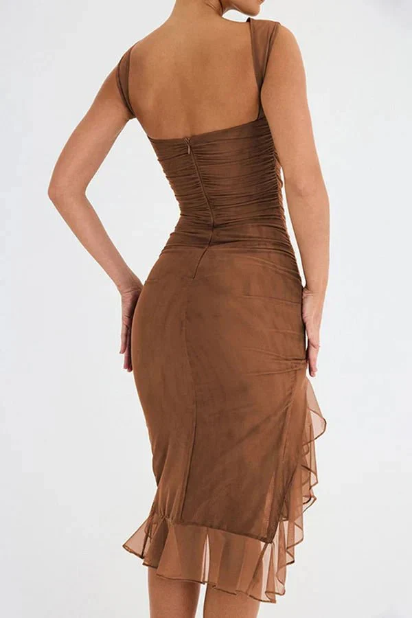 Aurevia | Women Ruched Sleeveless Midi Wedding Guest Dress - Image 31