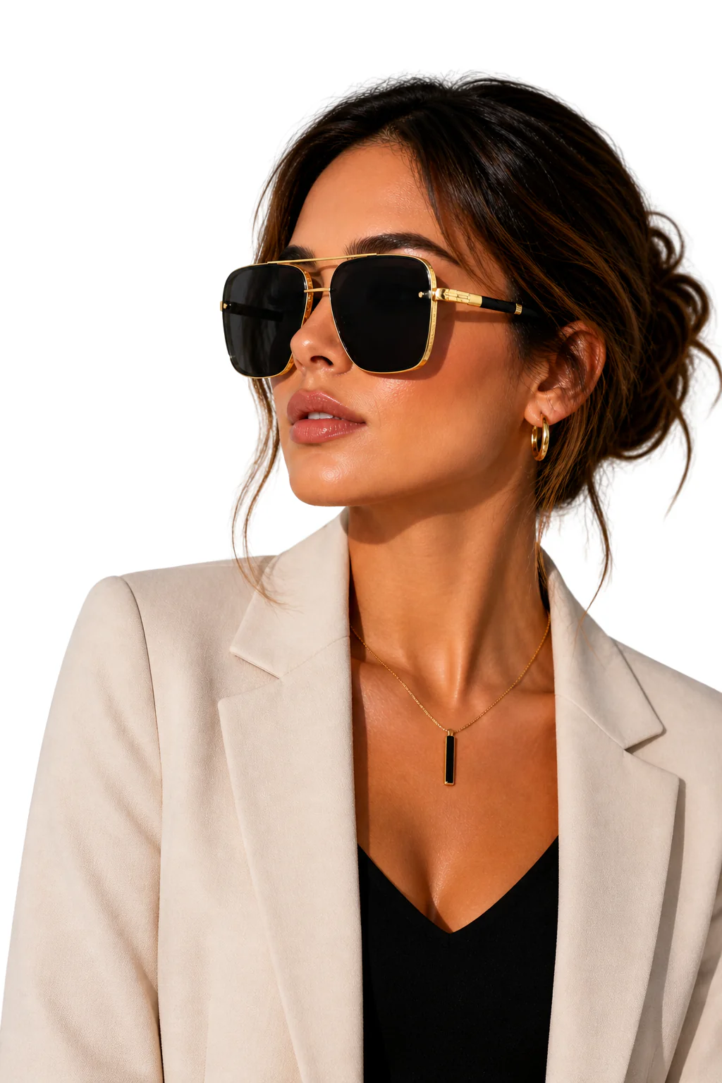 Barlow | Retro Aviator Sunglasses with Gold Frame and UV400 Gradient Lens - Image 3