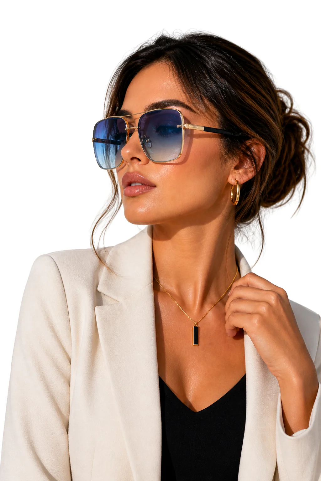 Barlow | Retro Aviator Sunglasses with Gold Frame and UV400 Gradient Lens - Image 5