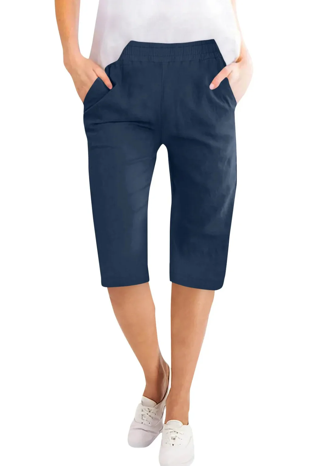 Beatrix | Women Cropped Trousers with Elasticated Waist and Side Pockets - Image 10