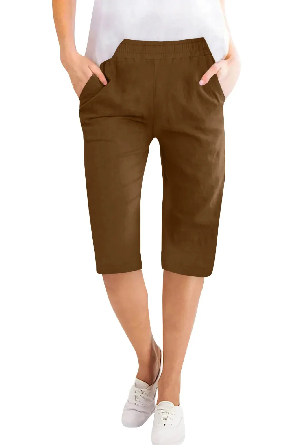 Beatrix | Women Cropped Trousers with Elasticated Waist and Side Pockets - Image 11
