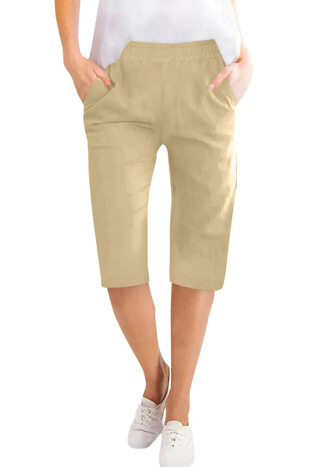 Beatrix | Women Cropped Trousers with Elasticated Waist and Side Pockets - Image 12