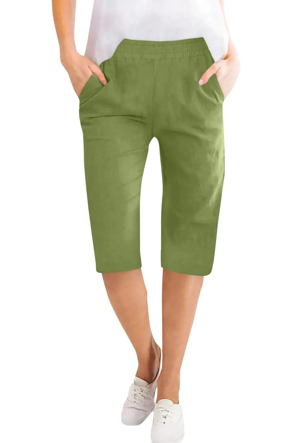 Beatrix | Women Cropped Trousers with Elasticated Waist and Side Pockets - Image 13