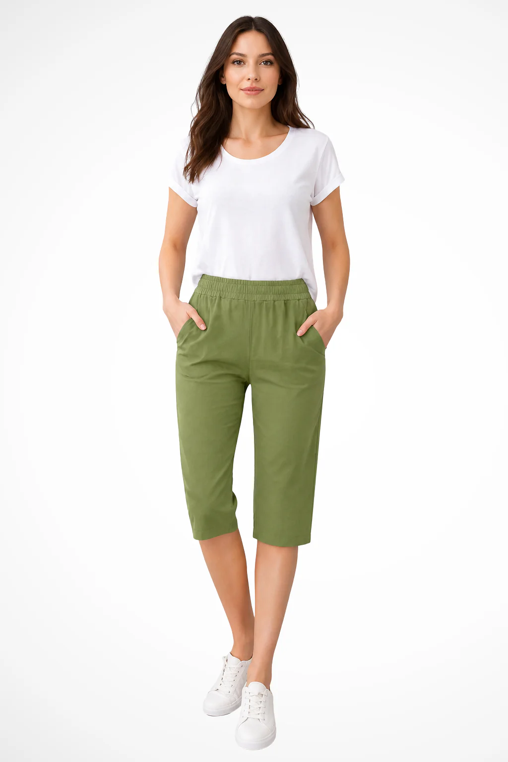 Beatrix | Women Cropped Trousers with Elasticated Waist and Side Pockets - Image 5