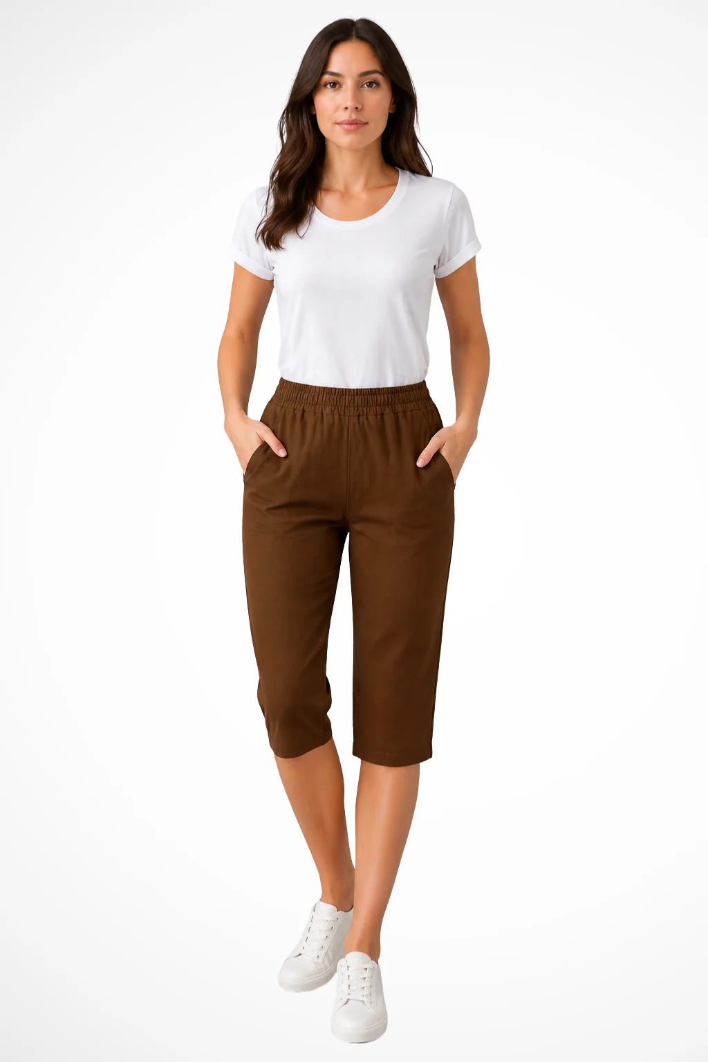 Beatrix | Women Cropped Trousers with Elasticated Waist and Side Pockets - Image 6