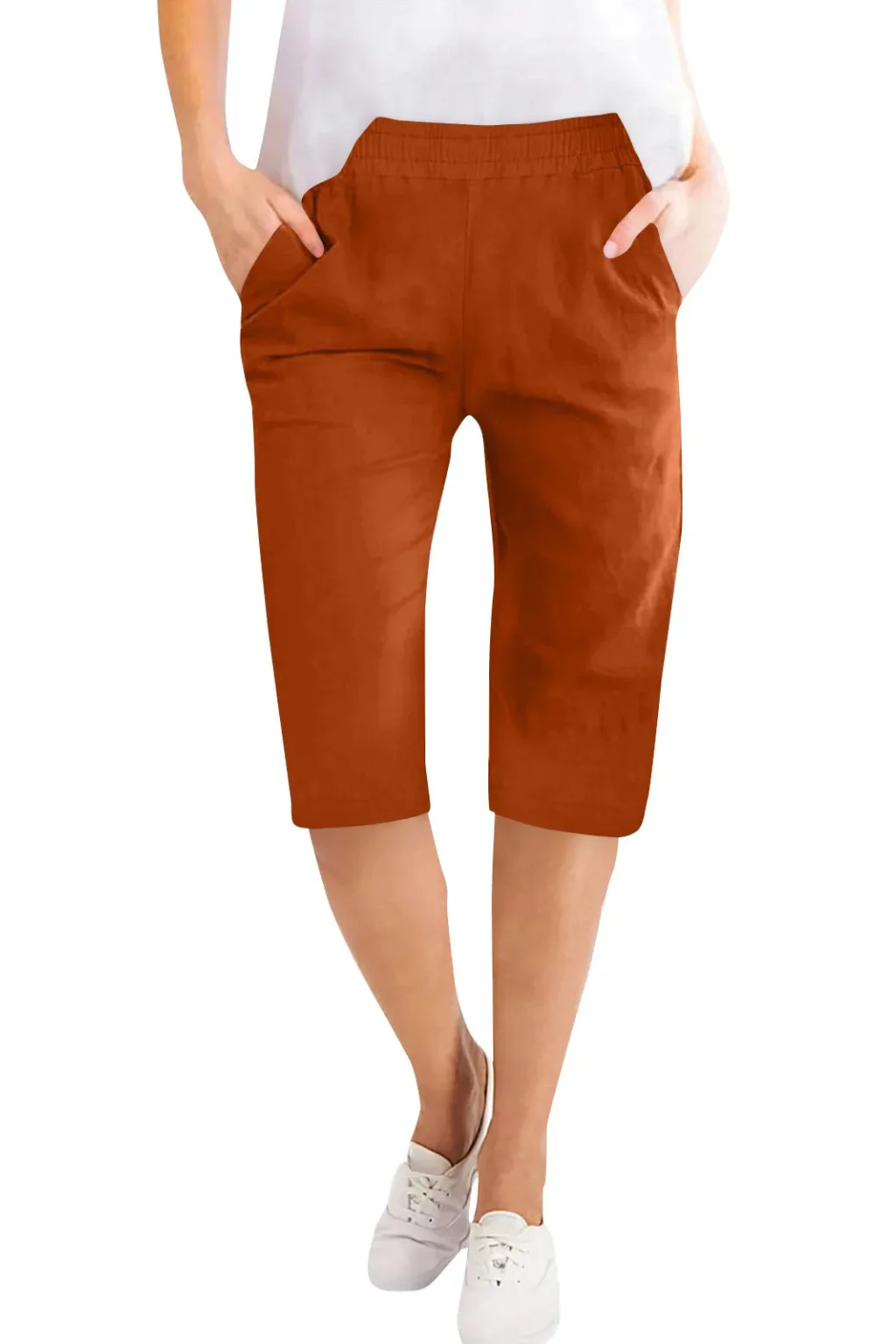 Beatrix | Women Cropped Trousers with Elasticated Waist and Side Pockets - Image 8