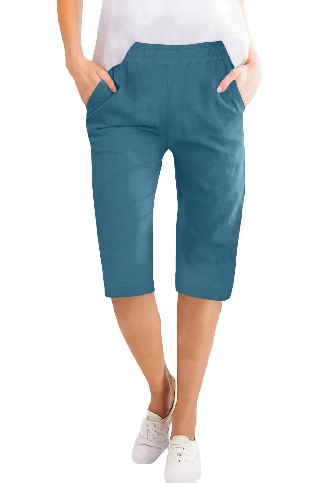 Beatrix | Women Cropped Trousers with Elasticated Waist and Side Pockets - Image 9