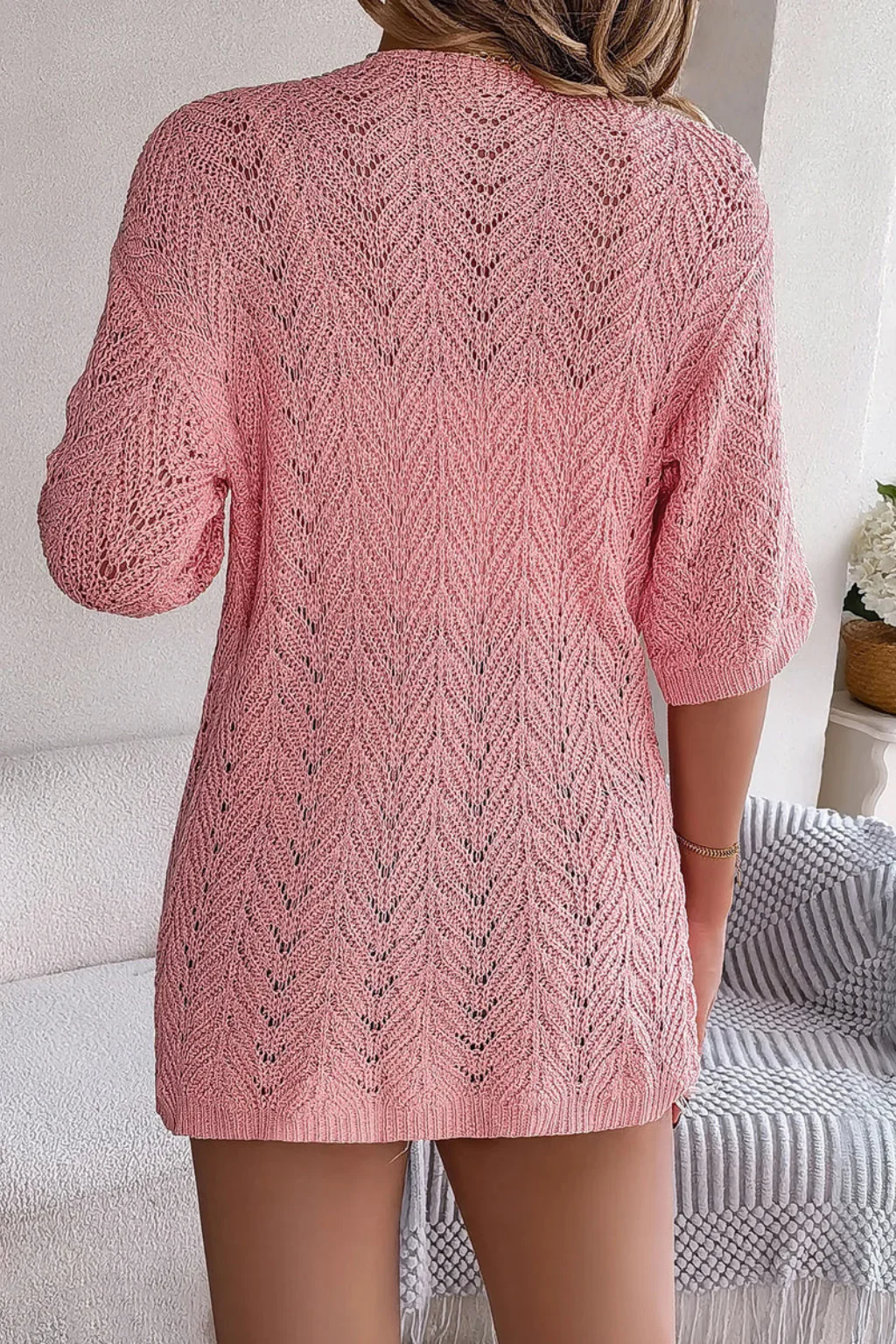 Briallen | Women Textured Knit Open Front Half Sleeve Summer Cardigan - Image 9