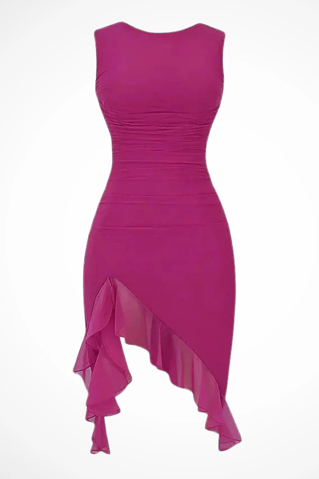 Briella | Women Mesh Ruched Midi Summer Dress with Ruffle Slit - Image 5