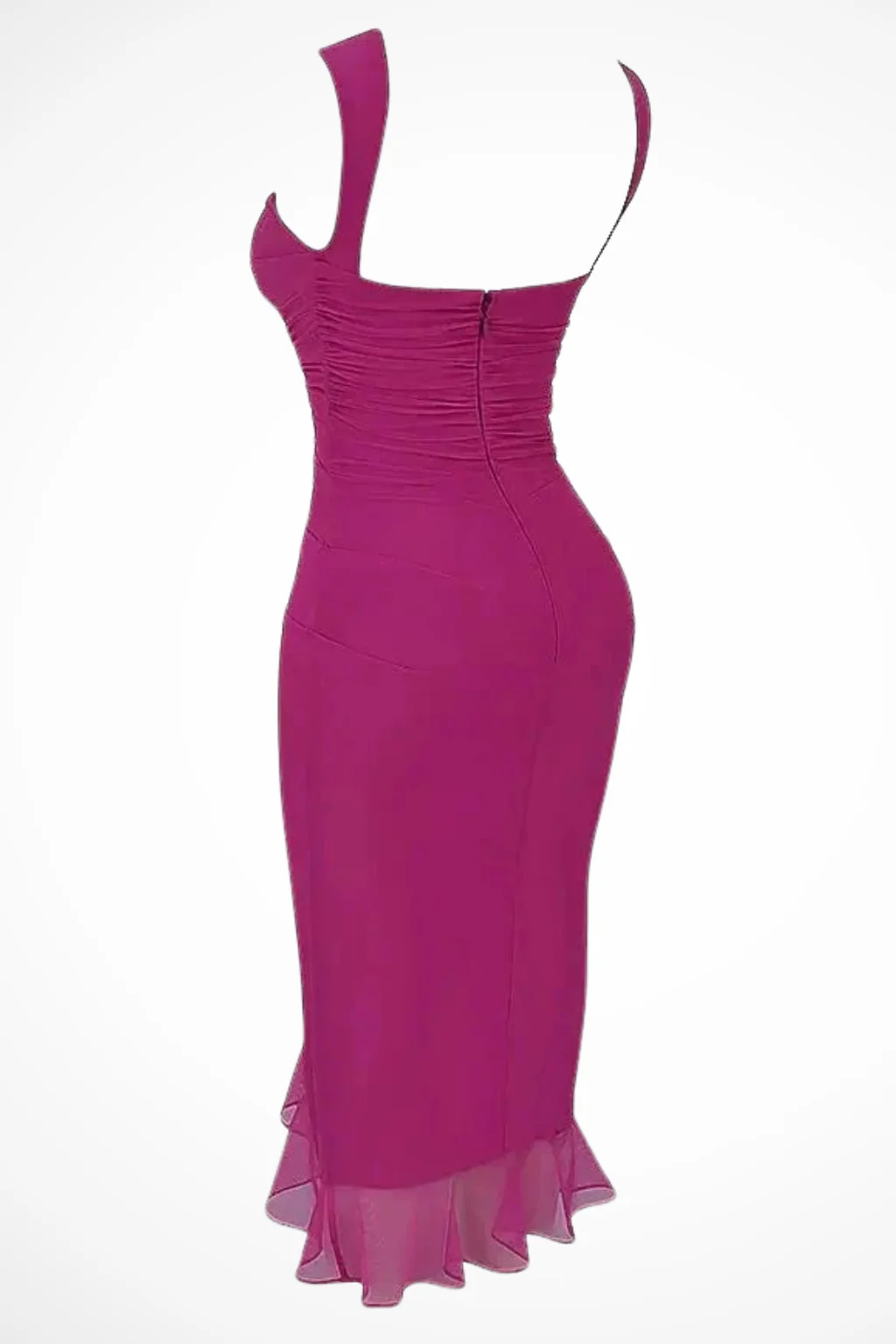 Briella | Women Mesh Ruched Midi Summer Dress with Ruffle Slit - Image 7