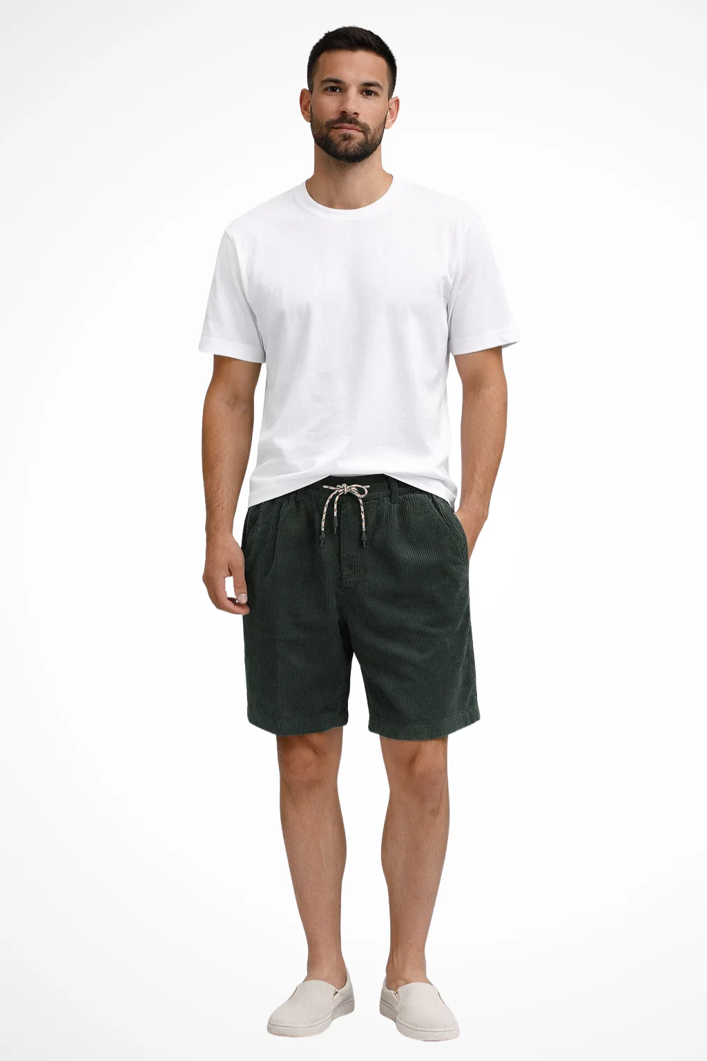Brixton | Men Elasticated Drawstring Waist Wide Wale Corduroy Casual Shorts - Image 4