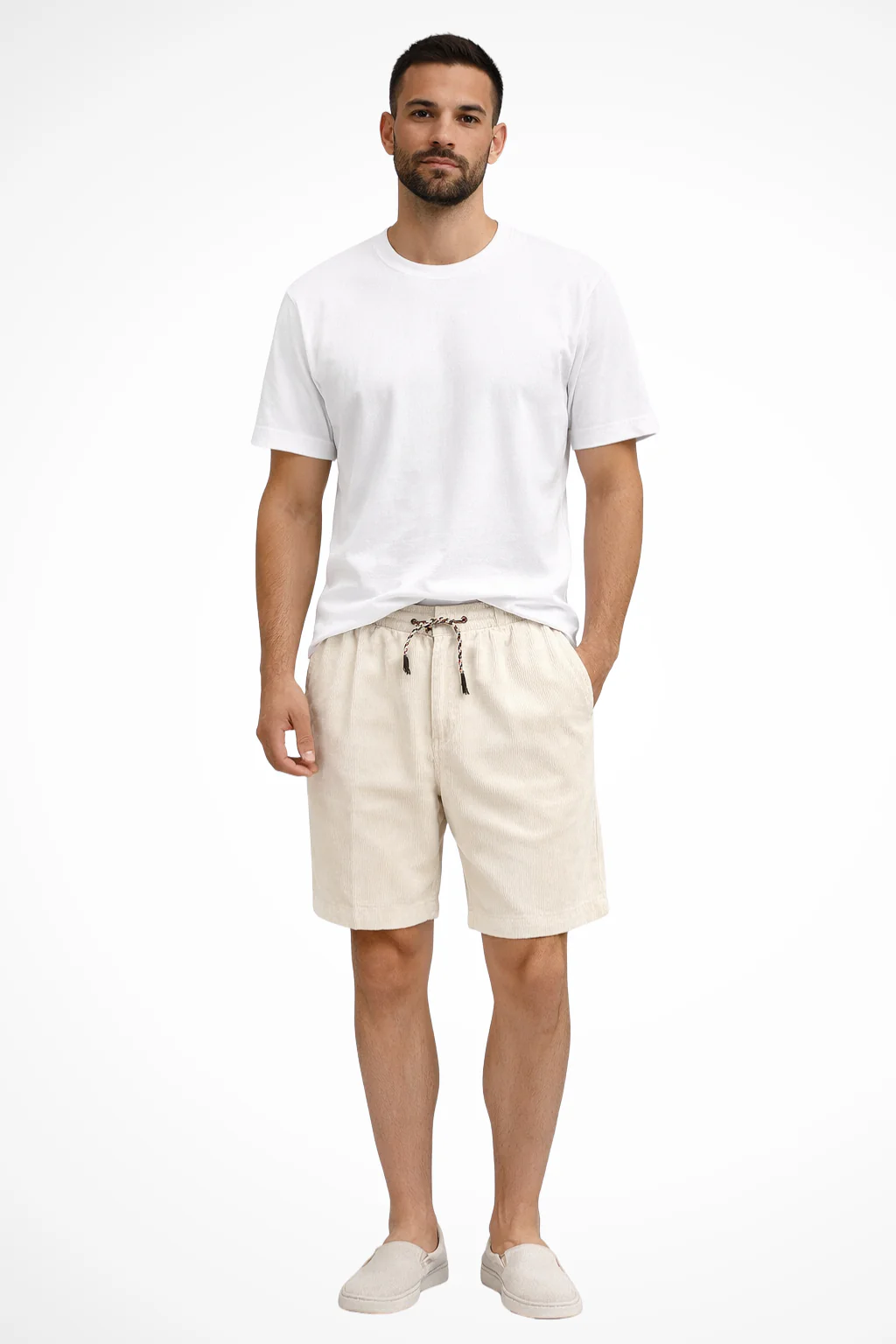 Brixton | Men Elasticated Drawstring Waist Wide Wale Corduroy Casual Shorts - Image 6