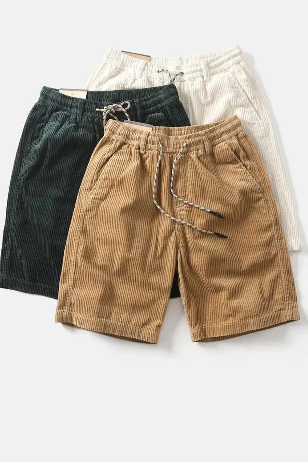 Brixton | Men Elasticated Drawstring Waist Wide Wale Corduroy Casual Shorts - Image 9